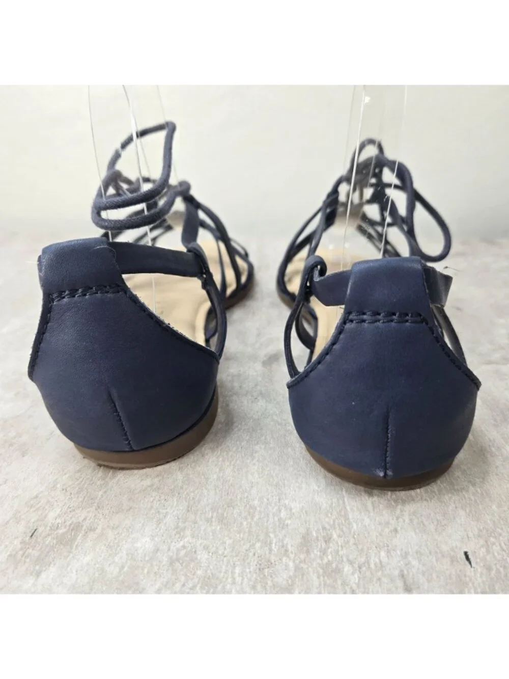 Sole Society Flat Gladiator Sandals Sz 9.5 Blue Leather Casual Bohemian Strappy